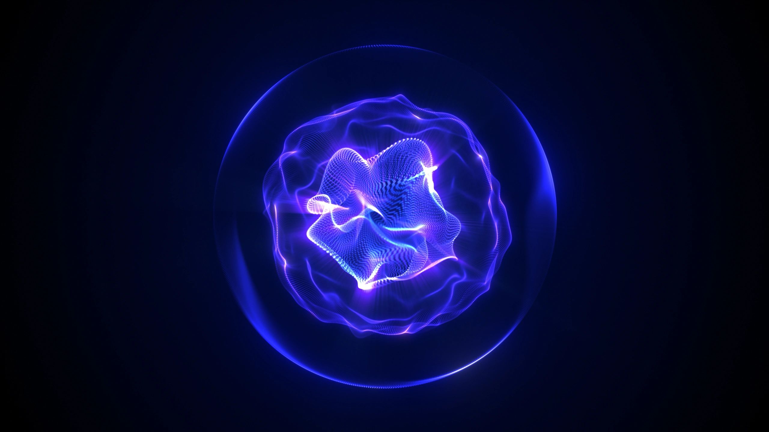 Abstract blue energy sphere and wave pattern